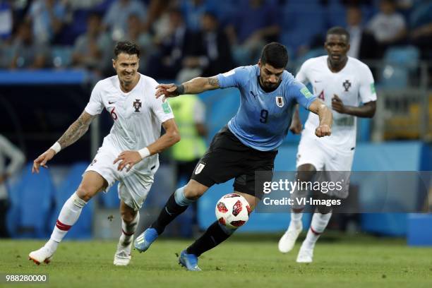 Jose Fonte of Portugal, Luis Suarez of Uruguay during the 2018 FIFA World Cup Russia round of 16 match between Uruguay and at the Fisht Stadium on...