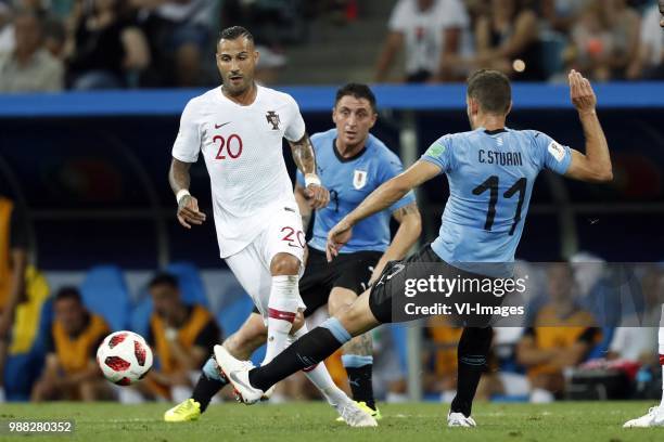 Ricardo Quaresma of Portugal, Cristhian Stuani of Uruguay during the 2018 FIFA World Cup Russia round of 16 match between Uruguay and at the Fisht...