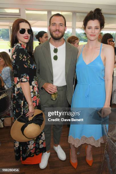 Katie McGrath, Sam Claflin and Jessica de Gouw attend the Audi Polo Challenge at Coworth Park Polo Club on June 30, 2018 in Ascot, England.