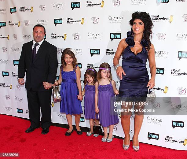 Joe Giudice, Gia Giudice, Milania Giudice, Gabriella Giudice and Teresa Giudice attend Bravo's "The Real Housewives of New Jersey" season two...