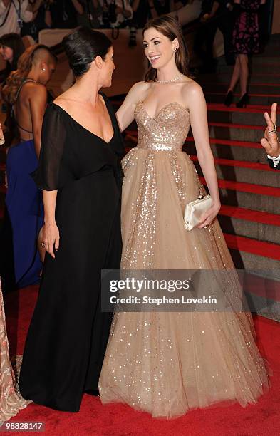 Designer Maria Grazia Chiuri and actress Anne Hathaway attend the Costume Institute Gala Benefit to celebrate the opening of the "American Woman:...