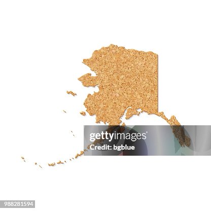 Alaska map in cork board texture on white background Alaska map in cork board texture on white background