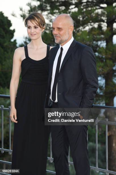 Paola Cortellesi and Riccardo Milani attend the Nastri D'Argento cocktail party on June 30, 2018 in Taormina, Italy.