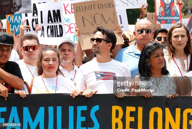 Composer Lin-Manuel Miranda joins MoveOn, National Domestic Workers Alliance, and hundreds of allies after a rally at the White House to tell...