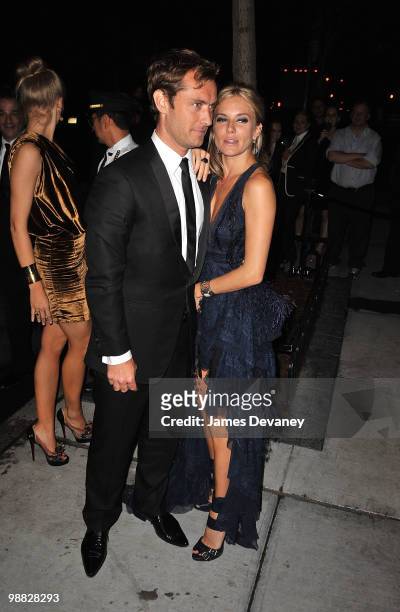 Jude Law and Sienna Miller attend the Metropolitan Museum of Art's Costume Institute Gala after party at the Mark Hotel on May 3, 2010 in New York...