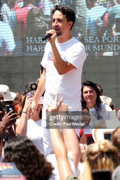 Composer Lin-Manuel Miranda joins MoveOn, National Domestic Workers Alliance, and hundreds of allies at a rally at the White House to tell President...