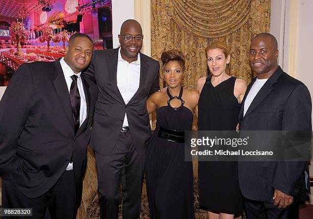 Vince Herbert, Toni Braxton, Julie Greenwald and Antonio Reid attend the New York Gala benefiting The Steve Harvey Foundation at Cipriani, Wall...