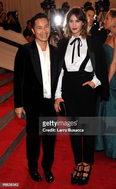 Personality Alexa Chung attends the Costume Institute Gala Benefit to celebrate the opening of the "American Woman: Fashioning a National Identity"...