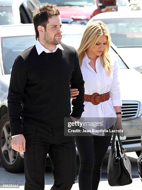 Mike Comrie and Hilary Duff are seen in Toluca Lake on May 3, 2010 in Los Angeles, California.