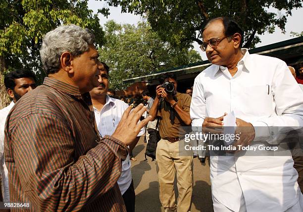 Chidambaram and Sitaram Yechury at the Parliament session.