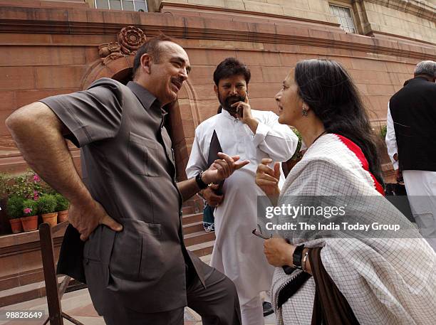 Ghulam Nabi Azad and Brinda Karat at the Parliament session.