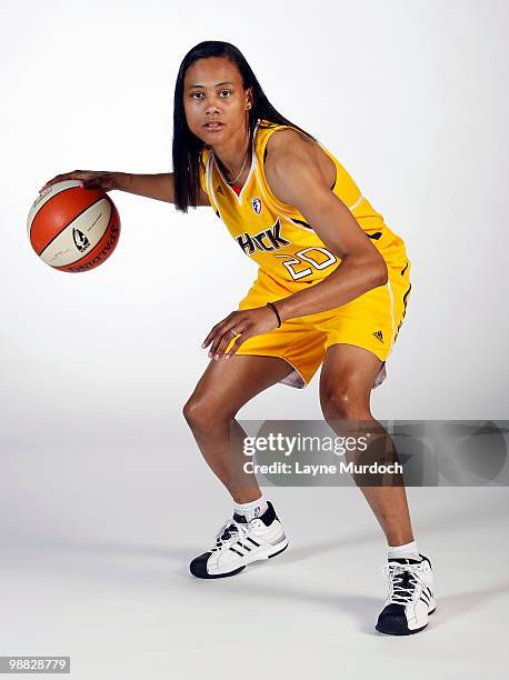 Marion Jones of the Tulsa Shock poses for photos during the WNBA Media Day at the University of Tulsa Reynolds Center on May 3, 2010 in Tulsa,...