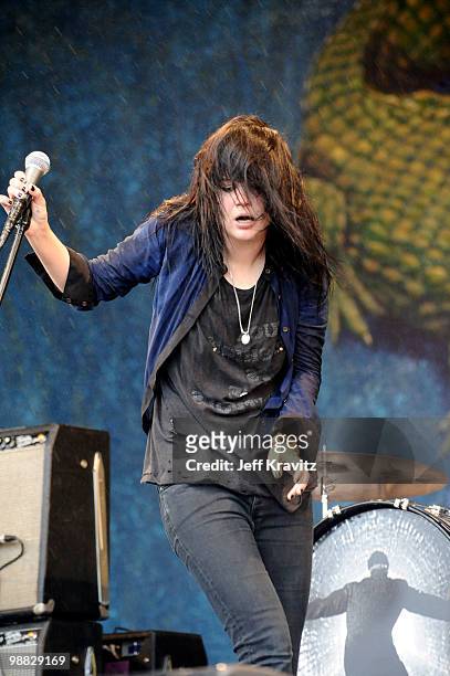 Allison Mosshart of the Dead Weather performs during the 41st Annual New Orleans Jazz & Heritage Festival Presented by Shell at Fair Grounds Race...