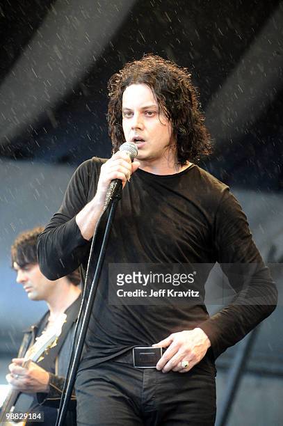 Jack White of the Dead Weather performs during the 41st Annual New Orleans Jazz & Heritage Festival Presented by Shell at Fair Grounds Race Course on...
