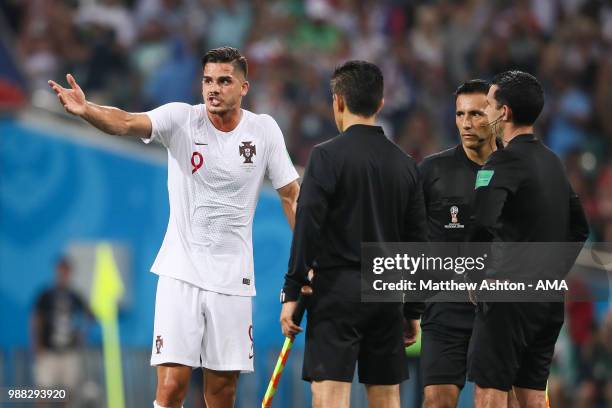 Andre Silva of Portugal reacts at the end of the 2018 FIFA World Cup Russia Round of 16 match between Uruguay and Portugal at Fisht Stadium on June...