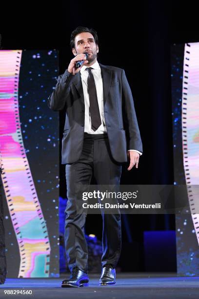 Edoardo Leo is awarded during the Nastri D'Argento Award Ceremony on June 30, 2018 in Taormina, Italy.