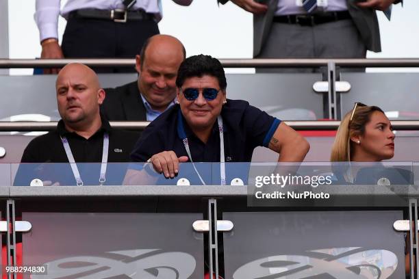 Diego Armando Maradona of Argentina during the 2018 FIFA World Cup Round of 16 match between France and Argentina at Kazan Arena in Kazan, Russia on...