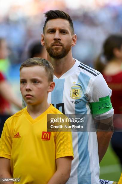 Lionel Messi of Argentina during the 2018 FIFA World Cup Round of 16 match between France and Argentina at Kazan Arena in Kazan, Russia on June 30,...