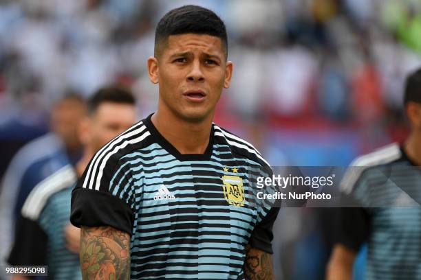 Marcos Rojo of Argentina during the 2018 FIFA World Cup Round of 16 match between France and Argentina at Kazan Arena in Kazan, Russia on June 30,...