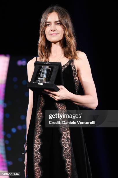 Kasia Smutniak is awarded during the Nastri D'Argento Award Ceremony on June 30, 2018 in Taormina, Italy.