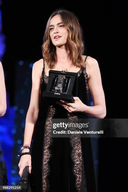 Kasia Smutniak is awarded during the Nastri D'Argento Award Ceremony on June 30, 2018 in Taormina, Italy.