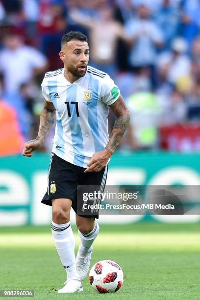 Nicolas Otamendi of Argentina in action during the 2018 FIFA World Cup Russia Round of 16 match between France and Argentina at Kazan Arena on June...