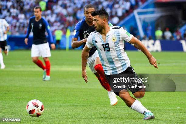 Sergio Aguero of Argentina during the 2018 FIFA World Cup Round of 16 match between France and Argentina at Kazan Arena in Kazan, Russia on June 30,...