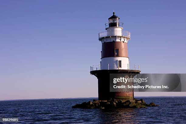 lighthouse long island sound - stamford imagens e fotografias de stock