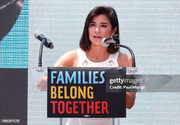 Actress Diane Guerrero, whose parents were deported, joins MoveOn, National Domestic Workers Alliance, and hundreds of allies at a rally at the White...