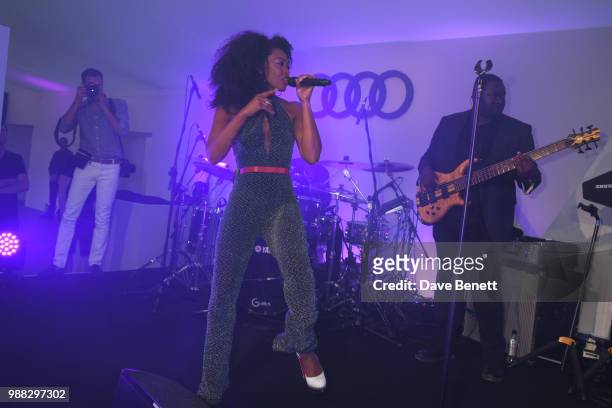 Beverley Knight performs at the Audi Polo Challenge at Coworth Park Polo Club on June 30, 2018 in Ascot, England.