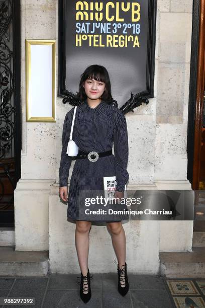 Wen Qi attends Miu Miu 2019 Cruise Collection Show at Hotel Regina on June 30, 2018 in Paris, France.