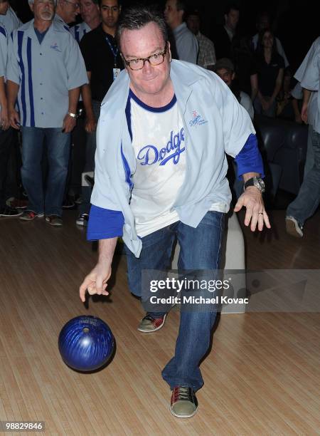 Actor Tom Arnold bowls at the 6th Annual State Farm Dodgers Dream Foundation Bowling Extravaganza at Lucky Strike Lanes at L.A. Live on May 3, 2010...