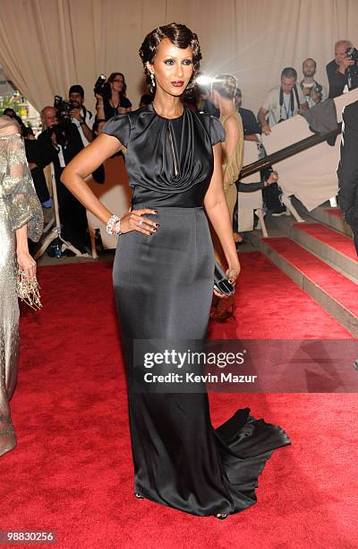 Iman attends the Costume Institute Gala Benefit to celebrate the opening of the "American Woman: Fashioning a National Identity" exhibition at The...