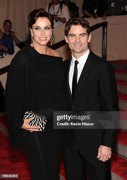 Ingrid Vandebosch and NASCAR driver Jeff Gordon attends the Costume Institute Gala Benefit to celebrate the opening of the "American Woman:...