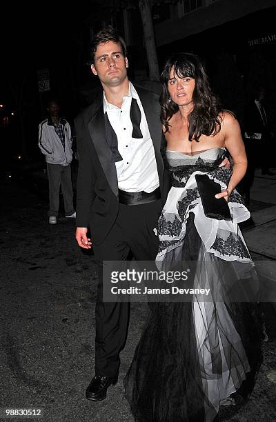 Robin Tunney and guest attends the Costume Institute Gala after party at the Mark hotel on May 3, 2010 in New York City.