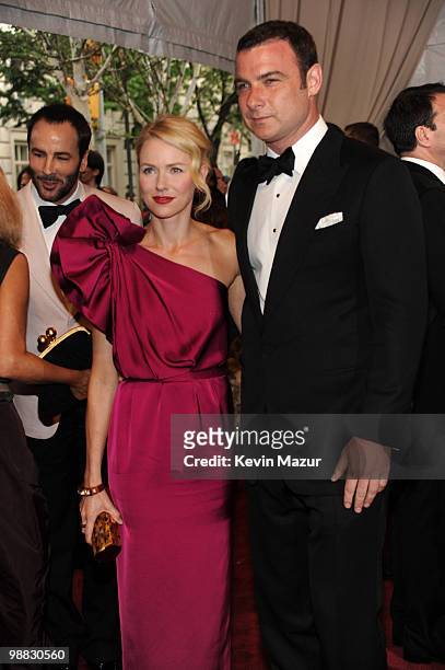 Naomi Watts and Liev Schrieber attends the Costume Institute Gala Benefit to celebrate the opening of the "American Woman: Fashioning a National...