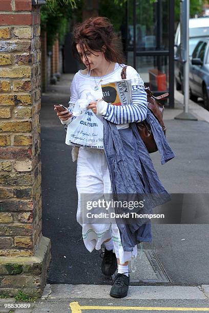 Helena Bonham Carter sighted walking out in Primrose Hill this morning on May 4, 2010 in London, England.