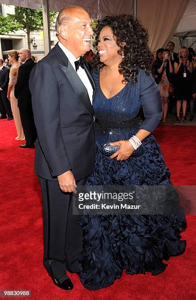 Oscar De La Renta and Oprah Winfrey attend the Costume Institute Gala Benefit to celebrate the opening of the "American Woman: Fashioning a National...