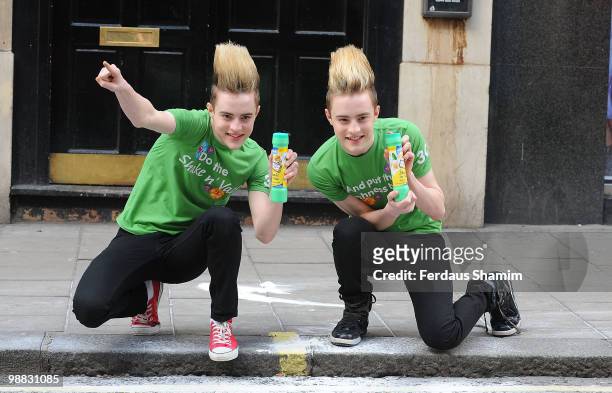 John and Edward Grimes attend photocall as they record the new Shake & Vac jingle on May 4, 2010 in London, England.