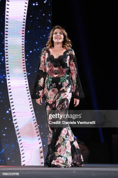 Claudia Gerini is awarded during the Nastri D'Argento Award Ceremony on June 30, 2018 in Taormina, Italy.