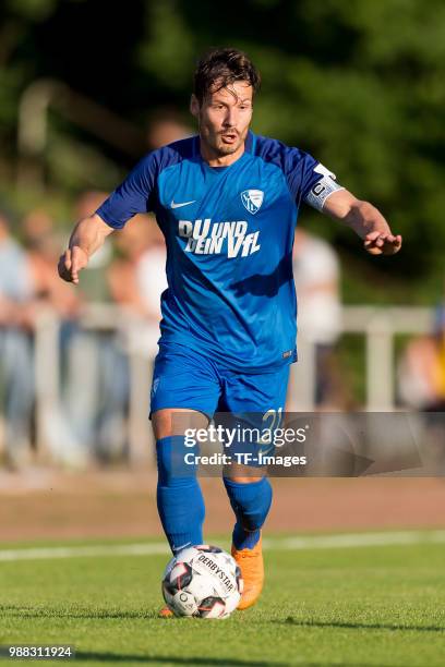 Stefano Celozzi of Bochum controls the ball during a friendly match between DJK Adler Riemke and VfL Bochum at Bezirkssportanlage Feenstraße on June...