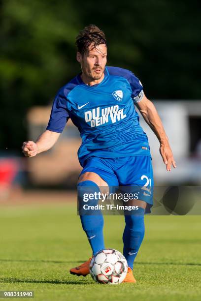 Stefano Celozzi of Bochum controls the ball during a friendly match between DJK Adler Riemke and VfL Bochum at Bezirkssportanlage Feenstraße on June...