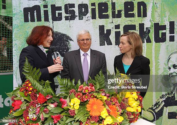 Theo Zwanziger , president of German football association , German family minister Kristina Schroeder and Elisabeth Pott, director of the federal...