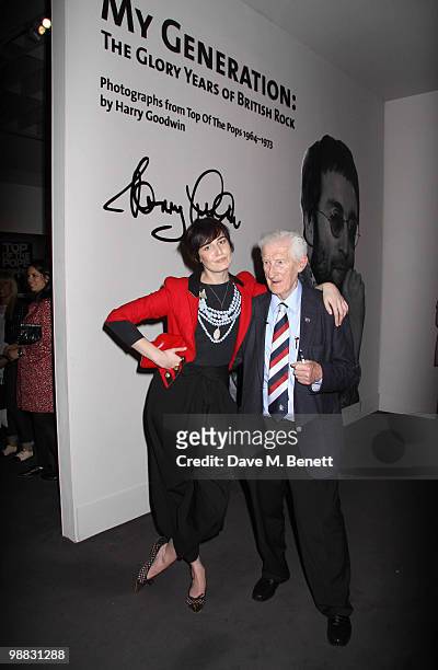 Former Top of the Pops photographer Harry Goodwin and model Erin O'Connor attend the launch party for the "My Generation" Book Launch at the V&A...