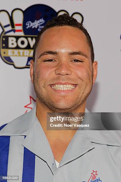 Russell Martin attends the Los Angeles Dodger State Farm DDF Bowling Extravaganza at Lucky Strike Lanes LA Live on May 3, 2010 in Los Angeles,...