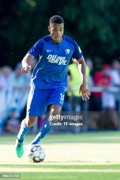 Jan Gyamerah of Bochum controls the ball during a friendly match between DJK Adler Riemke and VfL Bochum at Bezirkssportanlage Feenstraße on June 27,...