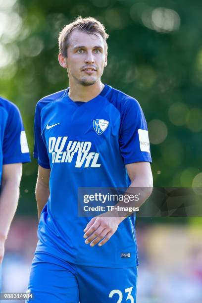 Robert Tesche of Bochum looks on during a friendly match between DJK Adler Riemke and VfL Bochum at Bezirkssportanlage Feenstraße on June 27, 2018 in...