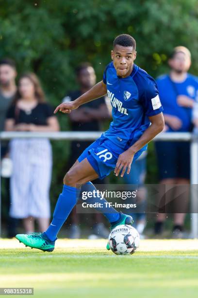 Jan Gyamerah of Bochum controls the ball during a friendly match between DJK Adler Riemke and VfL Bochum at Bezirkssportanlage Feenstraße on June 27,...