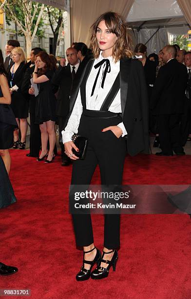 Alexa Chung attends the Costume Institute Gala Benefit to celebrate the opening of the "American Woman: Fashioning a National Identity" exhibition at...