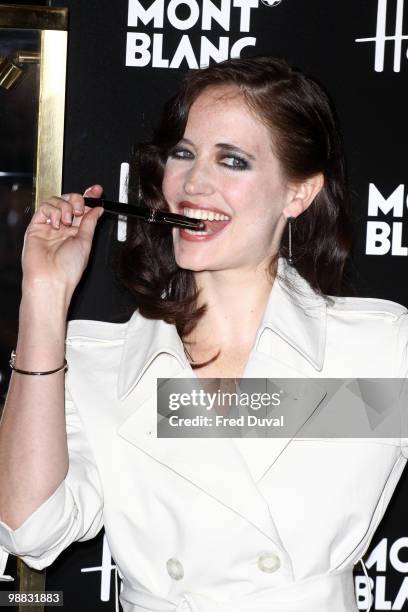 Eva Green attends the exclusive launch of the Montblanc Meisterstuck Diamond writing instrument at Harrods on May 4, 2010 in London, England.